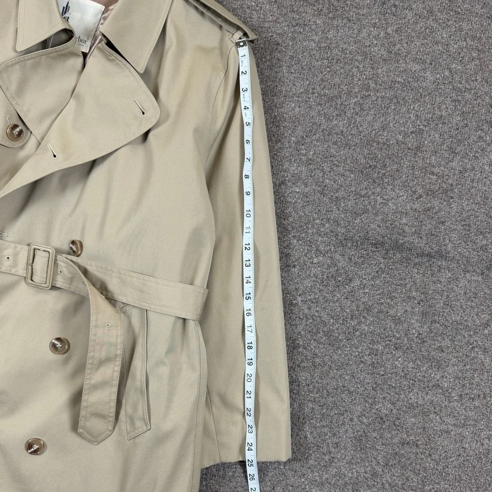 Misty Harbor Long Double Breasted Belted Trench Coat Mens 44 Removable Fur Liner - Picture 9 of 12